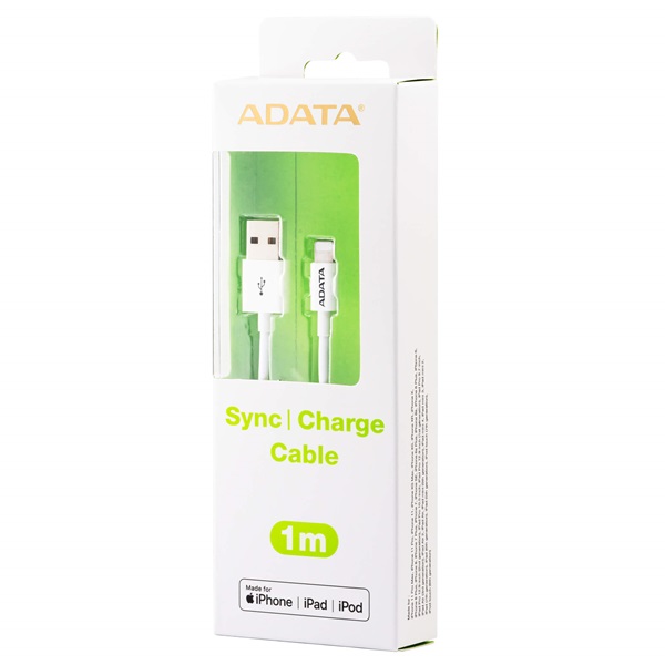 ADATA 1m Lightning > USB-A fehér adatkábel