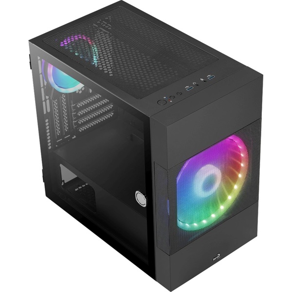 Aerocool Atomic v1 fekete (táp nélküli) ablakos mATX ház