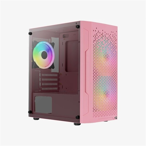 Aerocool Trinity Mini Mesh RGB pink (táp nélküli) ablakos mATX ház