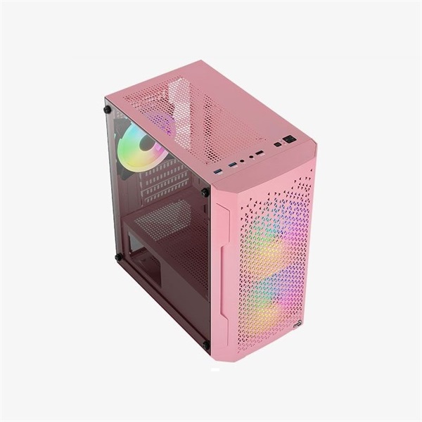 Aerocool Trinity Mini Mesh RGB pink (táp nélküli) ablakos mATX ház