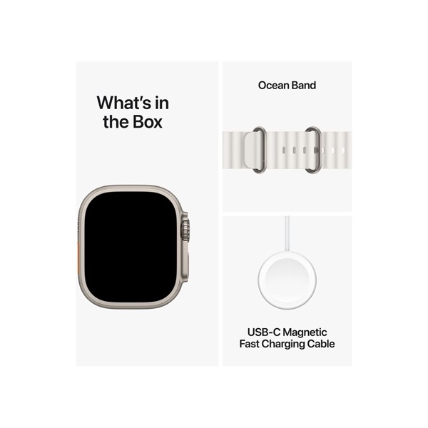 Apple Watch Ultra2 Cellular (49mm) titán tok , fehér óceán szíj okosóra