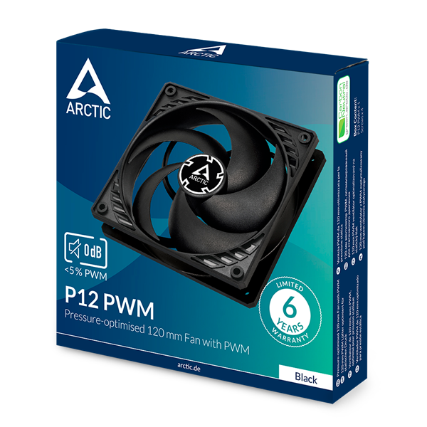 Arctic P12 PWM 120mm fekete ventilátor