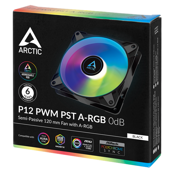 Arctic P12 PWM PST A-RGB 120mm fekete ventilátor