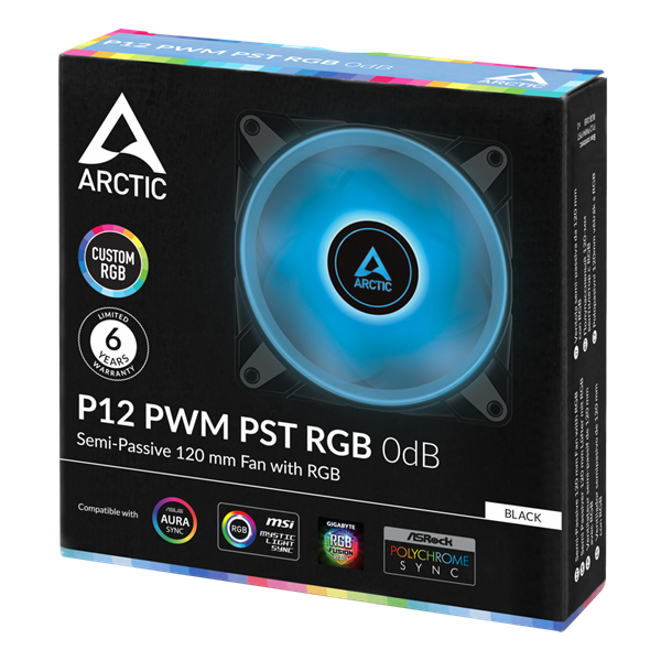 Arctic P12 PWM PST RGB 120mm fekete ventilátor