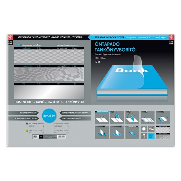 Ars Una 50x31cm geometrikus öntapadós 10db-os tankönyvborító