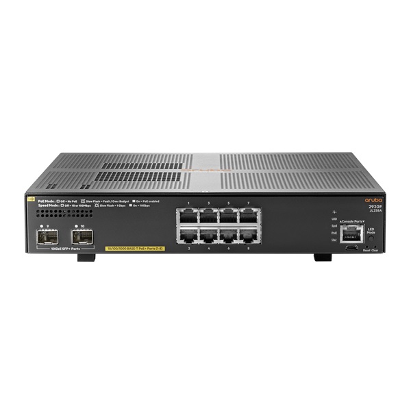 Aruba 2930F 8port GbE PoE+ LAN 2xSFP+ menedzselhető Switch