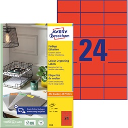 Avery 3448 70x37mm piros univerzális címke