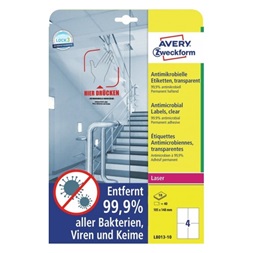 Avery L8013-10 antimikrobiális 105x148mm átlátszó fóliacímke