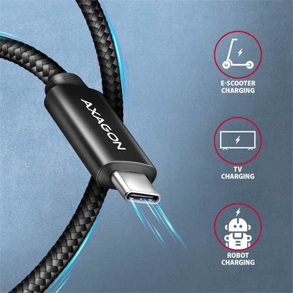 Axagon BUCM2-CM15AB 1,5m USB C fekete adat- és töltőkábel