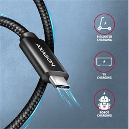 Axagon BUCM2-CM15AB 1,5m USB C fekete adat- és töltőkábel