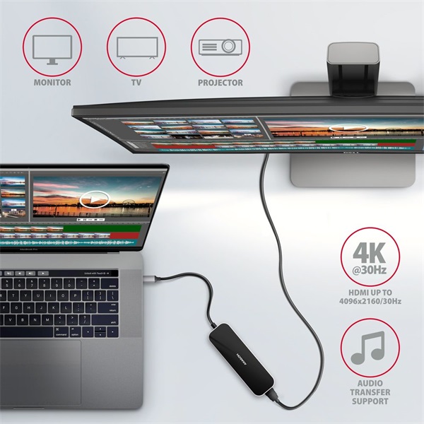 Axagon HMC-6H4A SuperSpeed USB-C COMBO 6in1 hub