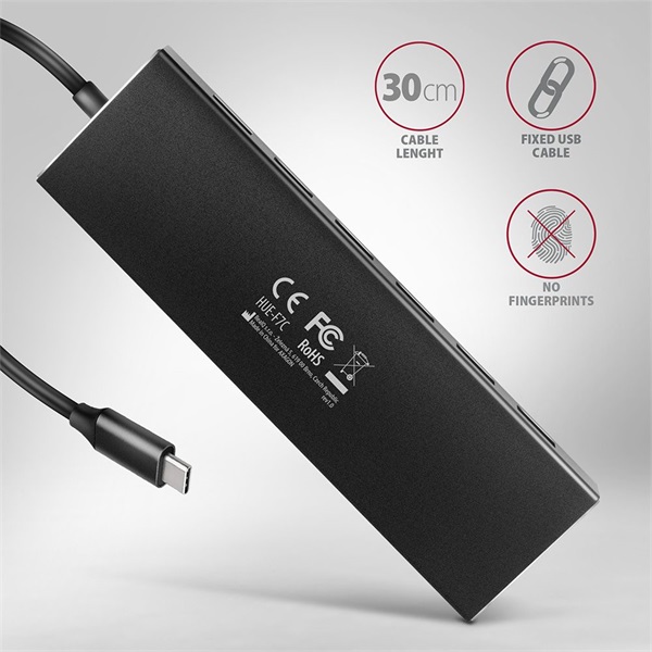 Axagon HUE-F7C SuperSpeed USB-C FLAT CHARGING hub