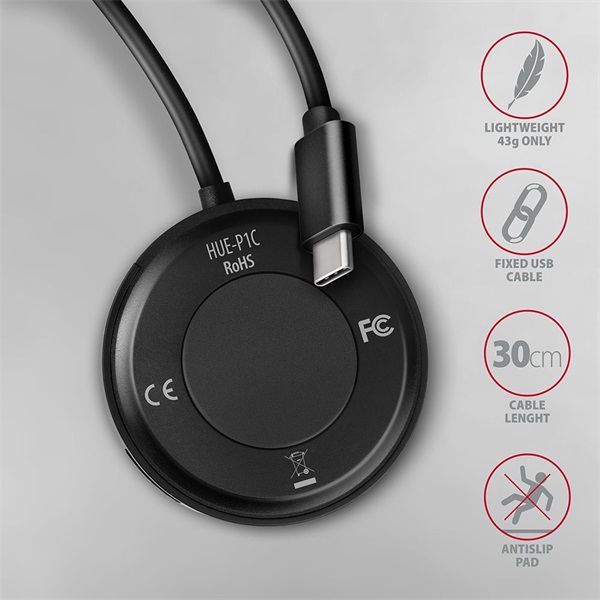 Axagon HUE-P1C SuperSpeed USB-C ROUND hub