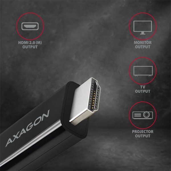 Axagon RVC-HI2C USB-C - HDMI 2.0 kábel