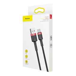 Baseus Cafule CATKLF-B91, 3A, 1m, piros-fekete USB-C kábel