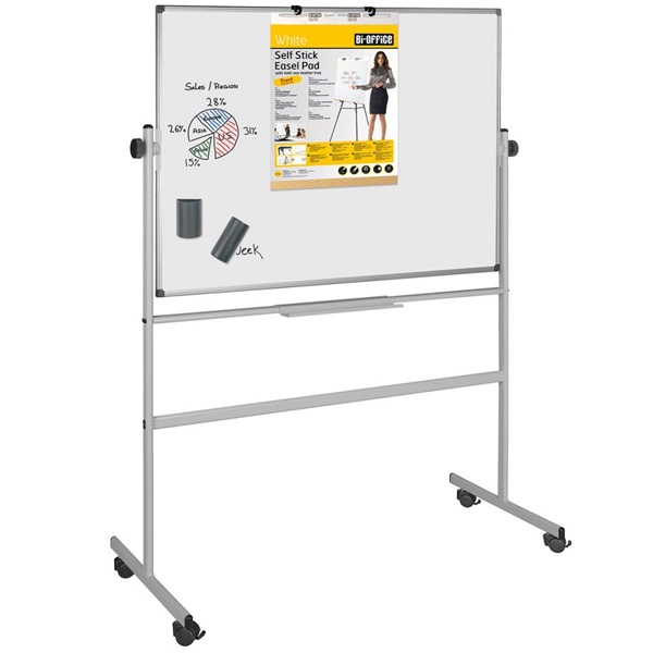Bi-Office 120x150cm kétoldalas forgatható mágneses fehértábla