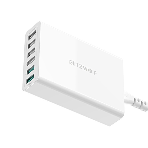 BlitzWolf BW-S15 EU QC 3.0 60W 6xUSB fehér hálózati adapter