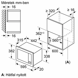 Bosch BFL623MB3 fekete beépíthető mikrohullámú sütő