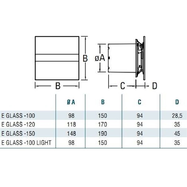 Cata E-100 GTH BK fekete szellőző ventilátor