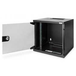 DIGITUS 19" 6U 330x312x300mm üvegajtós fekete fali rack szekrény