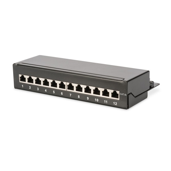 DIGITUS CAT6A HD 12port asztali fekete árnyékolt patch panel