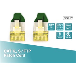 DIGITUS Cat.6A S/FTP LSZH 20m zöld patch kábel