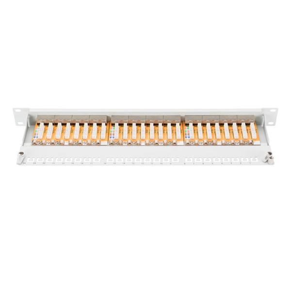 DIGITUS CAT6 24port 19" 1U kompakt szürke árnyékolt Patch Panel