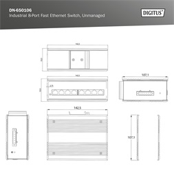 DIGITUS DN-650106 8port 10/100 falra szerelhető ipari switch