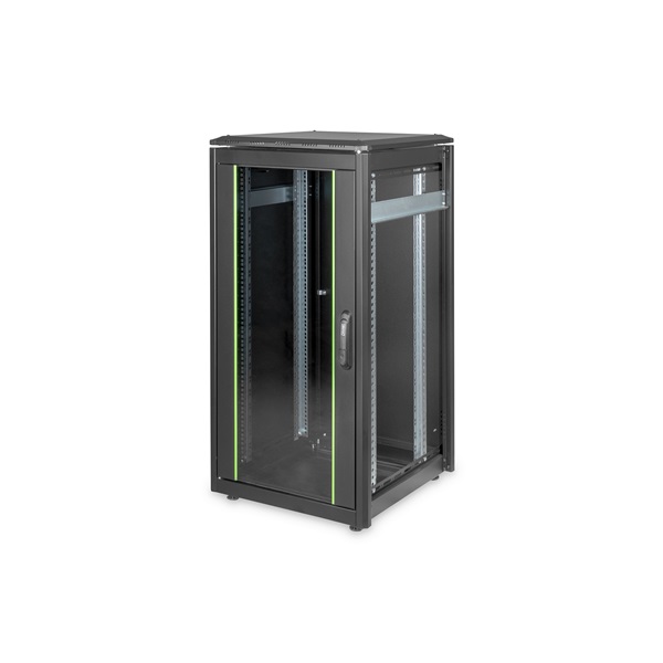 DIGITUS Rack Unique 19" 22U 1164x600x600mm üvegajtós fekete álló rack szekrény