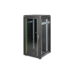 DIGITUS Rack Unique 19" 22U 1164x600x600mm üvegajtós fekete álló rack szekrény