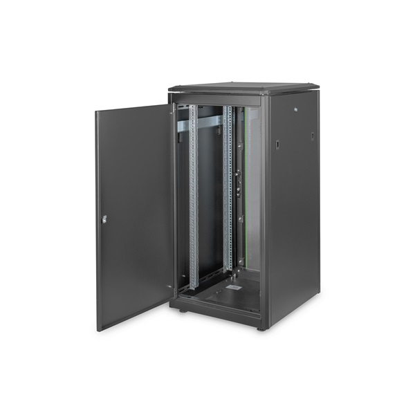 DIGITUS Rack Unique 19" 22U 1164x600x600mm üvegajtós fekete álló rack szekrény