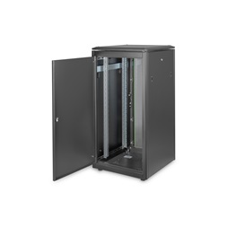 DIGITUS Rack Unique 19" 22U 1164x600x600mm üvegajtós fekete álló rack szekrény