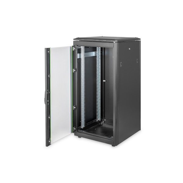 DIGITUS Rack Unique 19" 22U 1164x600x600mm üvegajtós fekete álló rack szekrény