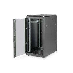 DIGITUS Rack Unique 19" 22U 1164x600x800mm üvegajtós fekete álló rack szekrény