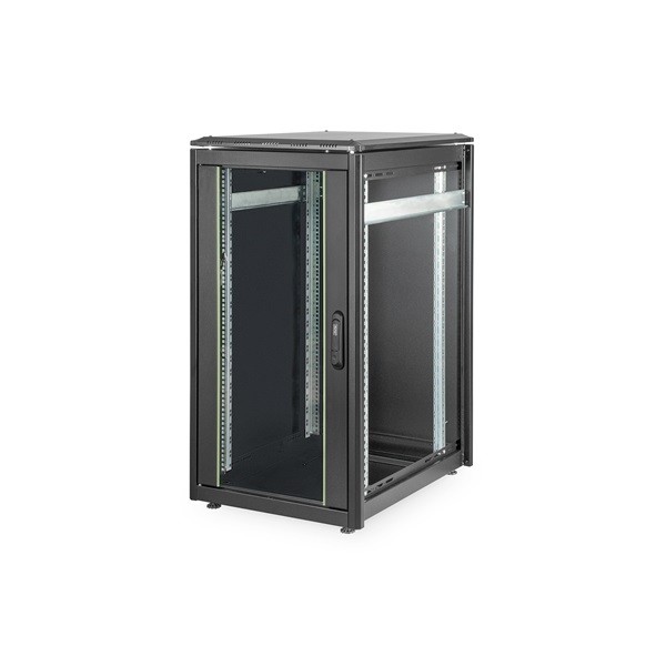 DIGITUS Rack Unique 19" 22U 1164x600x800mm üvegajtós fekete álló rack szekrény