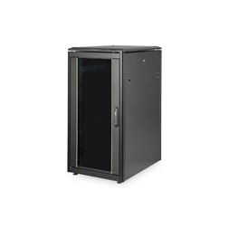 DIGITUS Rack Unique 19" 22U 1164x600x800mm üvegajtós fekete álló rack szekrény