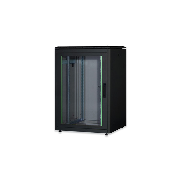 DIGITUS Rack Unique 19" 22U 1164x800x800mm üvegajtós fekete álló rack szekrény