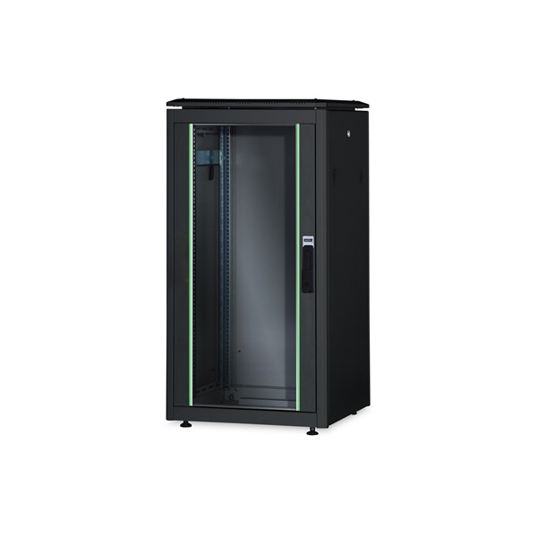 DIGITUS Rack Unique 19" 26U 1342x600x1000mm üvegajtós fekete álló rack szekrény