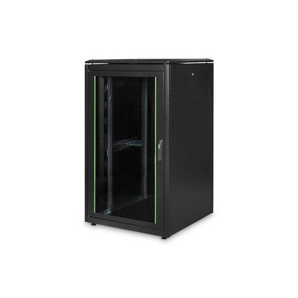 DIGITUS Rack Unique 19" 26U 1342x800x800mm üvegajtós fekete álló rack szekrény