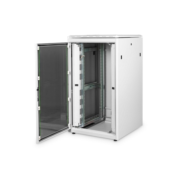 DIGITUS Rack Unique 19" 26U 1342x800x800mm üvegajtós szürke álló rack szekrény