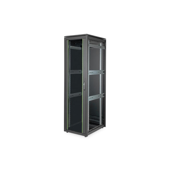 DIGITUS Rack Unique 19" 42U 2053x600x800mm üvegajtós fekete álló rack szekrény