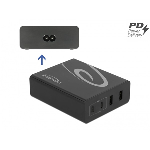 Delock 41440 2xUSB-C PD + 2xUSB-A 112W hálózati töltő