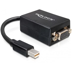 Delock 65256 fekete adapter mini displayport apa > VGA 15 pin anya