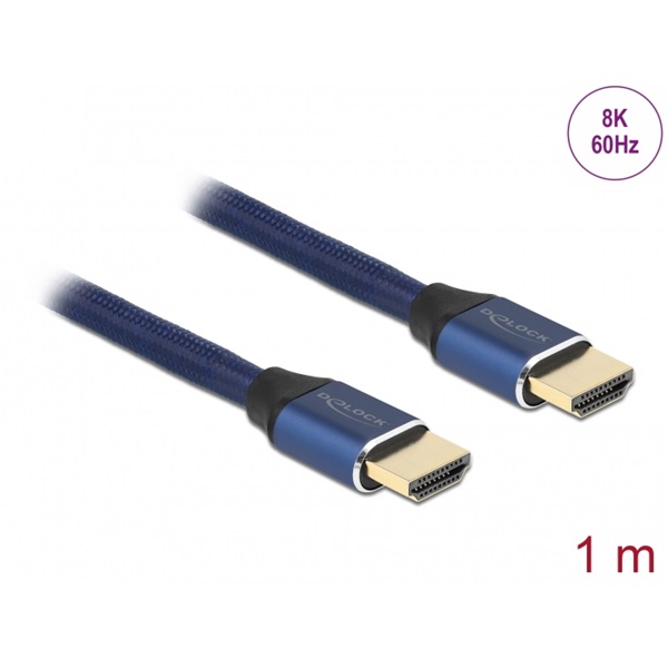 Delock 85446 1m Ultra nagy sebességű HDMI 48Gbps 8K 60Hz kék kábel