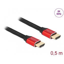 Delock 85772 50cm Ultra nagy sebességű HDMI 48Gbps 8K 60Hz piros kábel