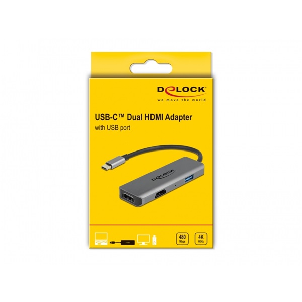 Delock 87780 USB-C - 2xHDMI 4K 60Hz/USB adapter