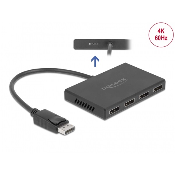 Delock 87794 4xDisplayPort 1.4 kimenet - 1xDisplayPort bemenet splitter