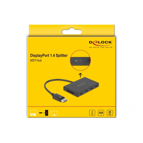 Delock 87794 4xDisplayPort 1.4 kimenet - 1xDisplayPort bemenet splitter