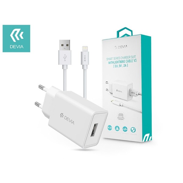 Devia ST362309 5V/2A Smart USB hálózati töltő adapter + Lightning kábel