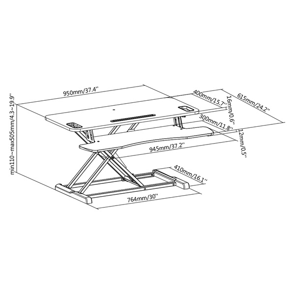 Digitus DA-90380-1 asztali Ergonomikus emelőállvány